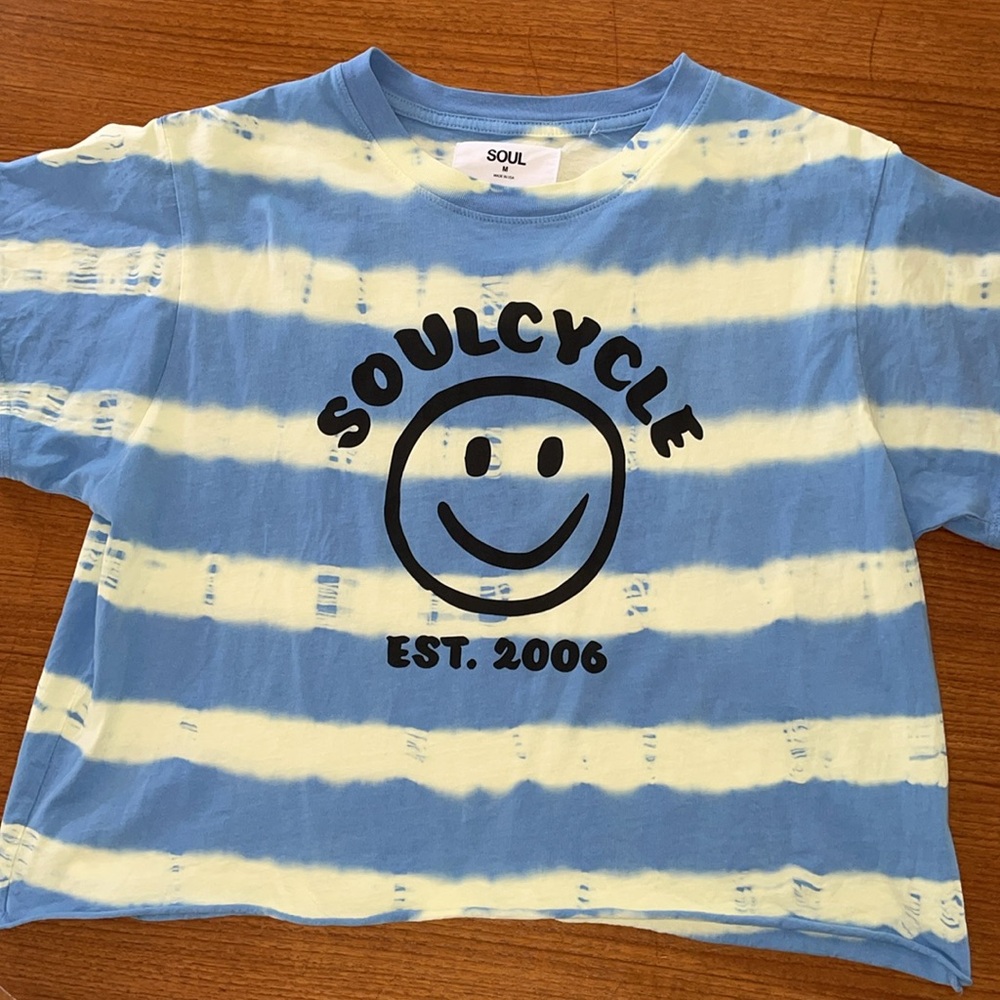 Soulcycle Gracie Raw Hem Boyfriend Tee Blue/Yellow